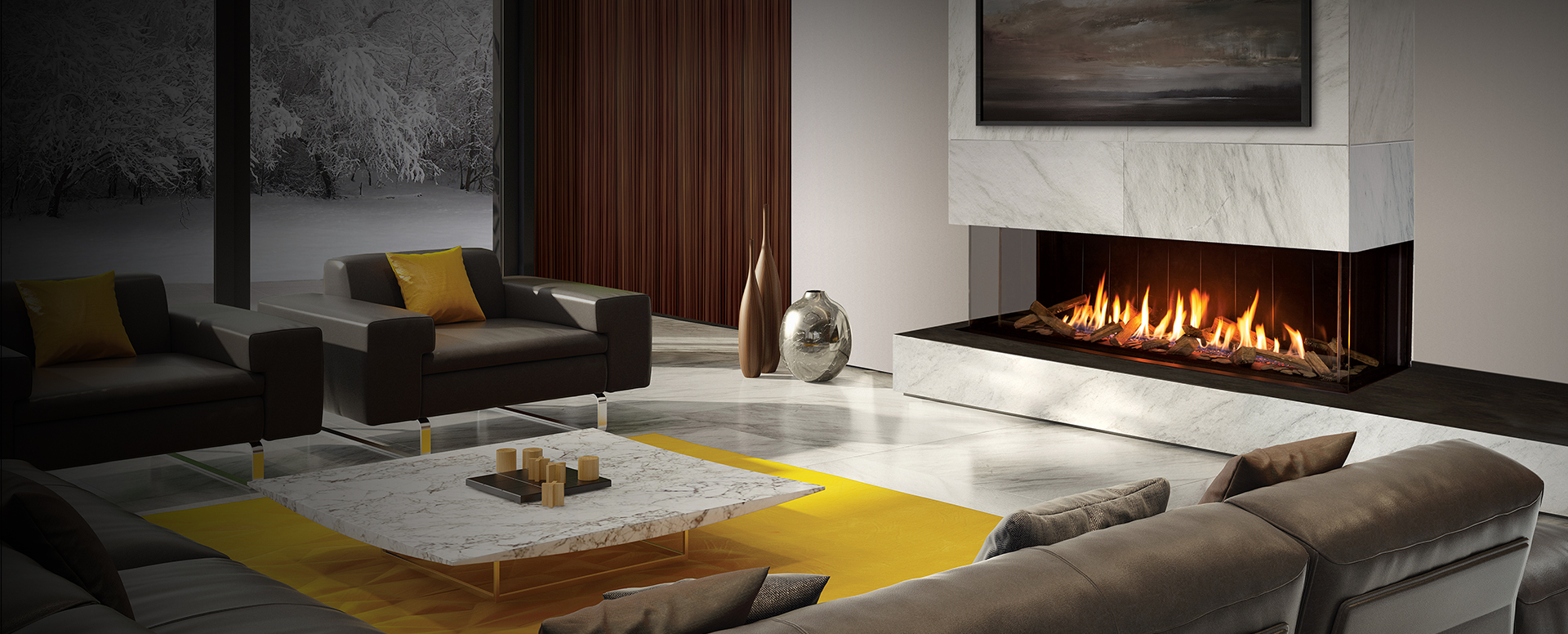 Three-Sided Luxury Gas Fireplaces | Urbana Fireplaces